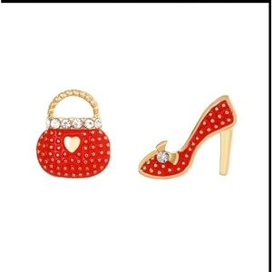 Vintage Style Purse and Shoe Red Earrings